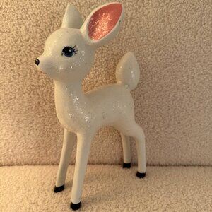 White Retro Sparkling Deer Christmas Decor